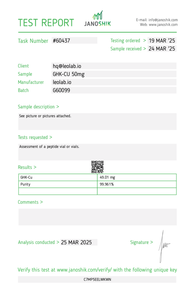 GHK-CU Test Report 60437